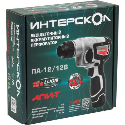 Перфоратор Интерскол ПА-12/12В патрон:SDS-plus уд.:1.2Дж аккум.