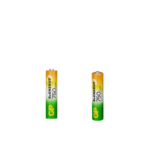 Перезаряжаемые аккумуляторы GP ReEnergy 75AAAHC AAA, емкость 750 мАч - 2 шт. в клемшеле Перезаряжаемые аккумуляторы GP ReEnergy 75AAAHC AAA, емкость 750 мАч - 2 шт. в клемшеле