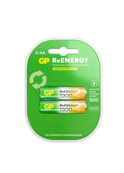 Перезаряжаемые аккумуляторы GP ReEnergy 130AAHC AA, емкость 1300 мАч - 2 шт. в клемшеле