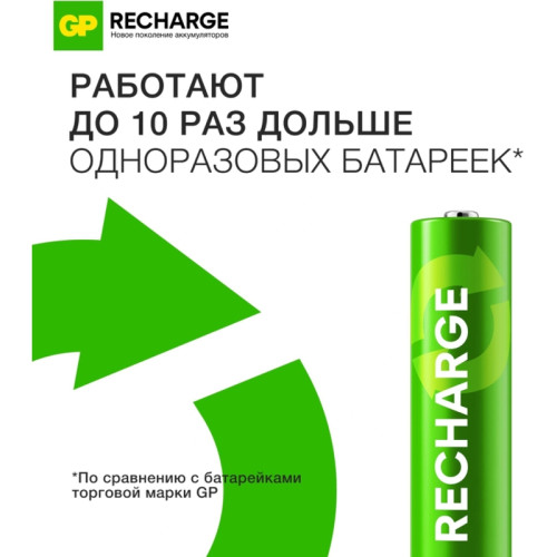 Аккумулятор GP RECHARGE AAA NiMH 400mAh (4шт)
