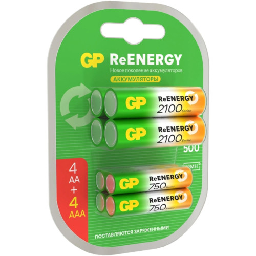 Аккумулятор GP 210AAHC АА+75AAAHC AAA NiMH 2000mAh (4шт)