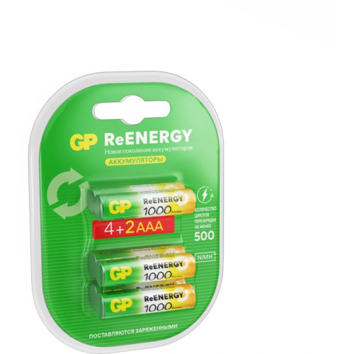 Аккумулятор GP Rechargeable 100AAAHC4/2RGY-2CRCB6 AAA NiMH 930mAh (6шт) блистер Аккумулятор GP Rechargeable 100AAAHC4/2RGY-2CRCB6 AAA NiMH 930mAh (6шт) блистер