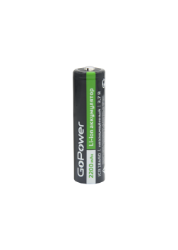 Аккумулятор Li-ion GoPower 18650 PC1 3.6V 2200mAh без защиты выс.конт. (1/80/160)