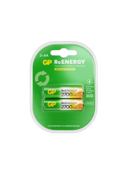 Перезаряжаемые аккумуляторы GP ReEnergy 270AAHC AA, емкость 2650 мАч - 2 шт. в клемшеле
