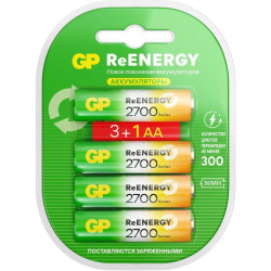 Аккумулятор GP 270AAHC3/1RGY-2CRCB4 32/320 AA NiMH 2700mAh (промо:3+1) (4шт)