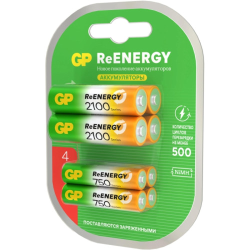 Аккумулятор GP 210AAHC АА+75AAAHC AAA NiMH 2000mAh (4шт)