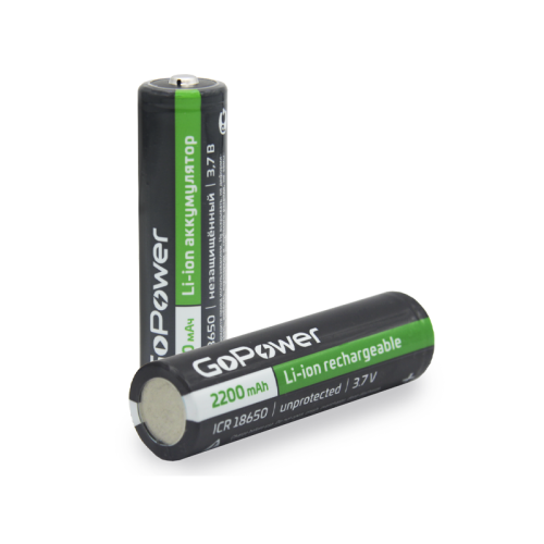 Аккумулятор Li-ion GoPower 18650 PC1 3.6V 2200mAh без защиты выс.конт. (1/80/160) Аккумулятор Li-ion GoPower 18650 PC1 3.6V 2200mAh без защиты выс.конт. (1/80/160)