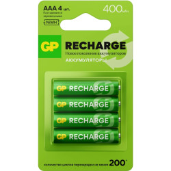 Аккумулятор GP RECHARGE AAA NiMH 400mAh (4шт)