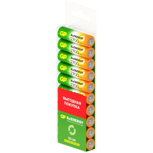 Аккумулятор GP 270AAHCRGY-CRB10 AA NiMH 2700mAh (10шт) спайка