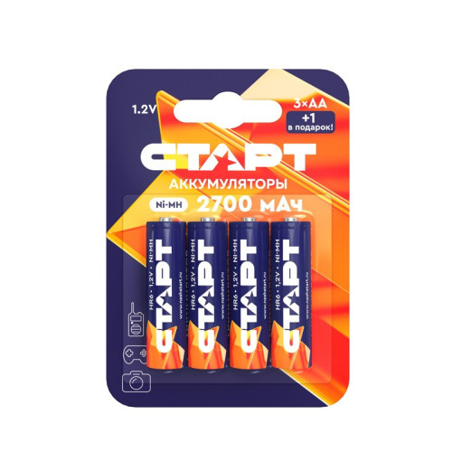 Аккумулятор СТАРТ Ni-MH  HR6 AA 2700mAh BL3+1 (4 шт.)