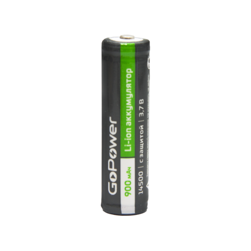 Аккумулятор Li-ion GoPower 14500 AA BL1 3.7V 900mAh с защитой выс.конт. (1/6/120)