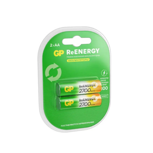 Перезаряжаемые аккумуляторы GP ReEnergy 270AAHC AA, емкость 2650 мАч - 2 шт. в клемшеле
