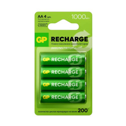 Перезаряжаемые аккумуляторы GP Smart Energy AA, емкость 1000 мАч - 4 шт. в блистере