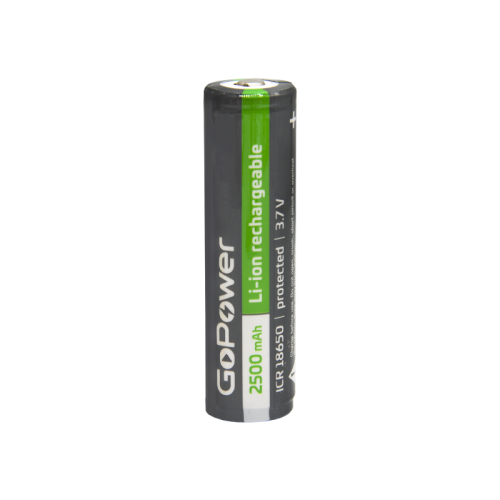 Аккумулятор Li-ion GoPower 18650 BL1 3.7V 2500mAh с защитой выс.конт. (1/6/120)