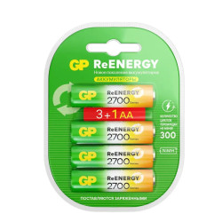 Перезаряжаемые аккумуляторы GP ReEnergy 270AAHC AA, емкость 2650 мАч - 4 шт. в промо-упаковке 3+1