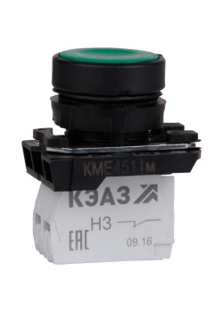 Кнопка КМЕ4511м-зеленый-1но+1нз-цилиндр-IP54