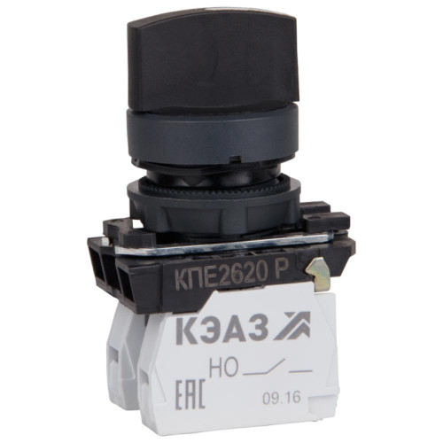 Переключатель КПЕ2620Р-черный-2но+0нз-ручка-фикс-3поз-IP65