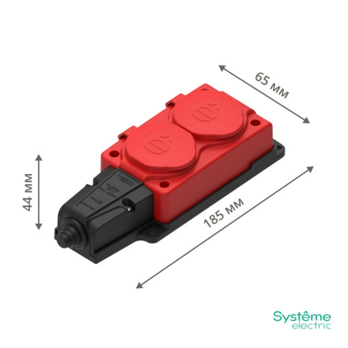 Колодка/ MultiSet Колодка 2х розетка 2К+З каучуковая 16А/250В IP44 Красная