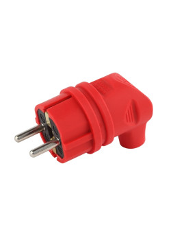 Вилка каучуковая/ Вилка каучуковая с/з 90град 16A IP44 красная V9-RED-IP44