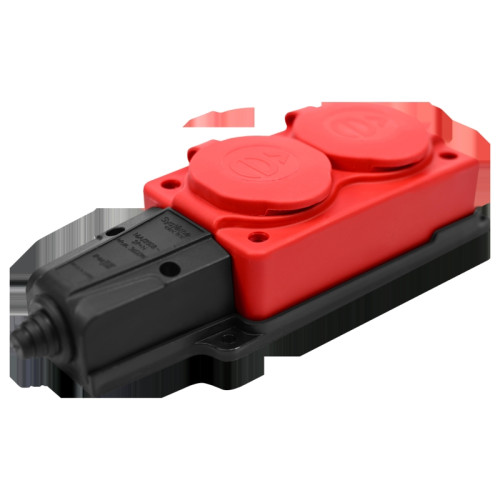 Колодка/ MultiSet Колодка 2х розетка 2К+З каучуковая 16А/250В IP44 Красная