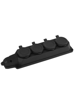 Колодка каучуковая/ Колодка каучуковая с/з 4 гнезда 16A IP44 черная K-4e-B-IP44