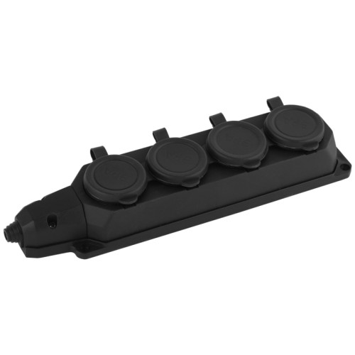 Колодка каучуковая/ Колодка каучуковая с/з 4 гнезда 16A IP44 черная K-4e-B-IP44