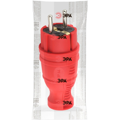 Вилка каучуковая/ Вилка каучуковая з/з прямая 16A IP44 красная V8-RED-IP44
