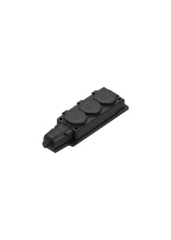 Колодка/ Колодка 3х розетка тройная 2К+З каучуковая 16А/250В IP44 Черная MultiSet