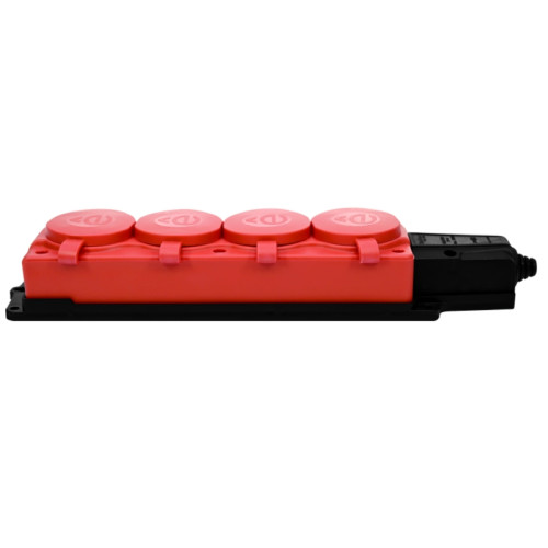 Колодка/ MultiSet Колодка 4х розетка 2К+З каучуковая 16А/250В IP44 Красная