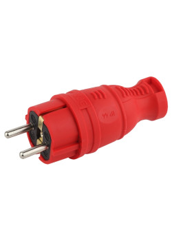 Вилка каучуковая/ Вилка каучуковая з/з прямая 16A IP44 красная V8-RED-IP44