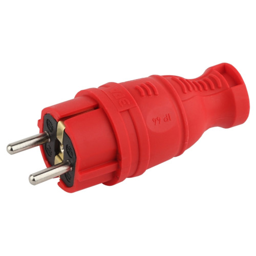 Вилка каучуковая/ Вилка каучуковая з/з прямая 16A IP44 красная V8-RED-IP44