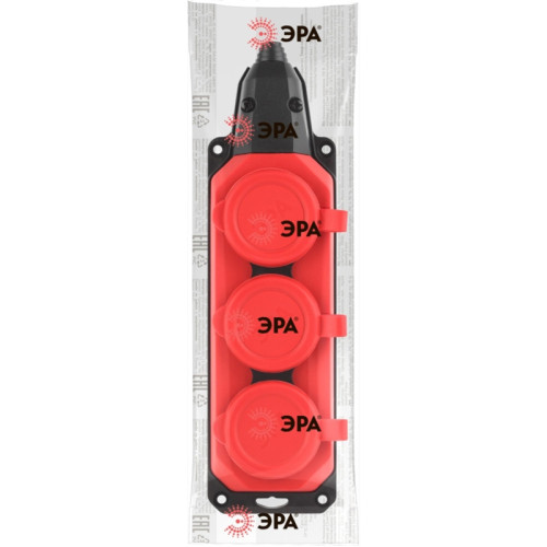 Колодка каучуковая/ Колодка каучуковая с/з 3 гнезда 16A IP44 красная 9/90/540