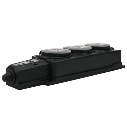 Колодка/ Колодка 3х розетка тройная 2К+З каучуковая 16А/250В IP44 Черная MultiSet Колодка/ Колодка 3х розетка тройная 2К+З каучуковая 16А/250В IP44 Черная MultiSet