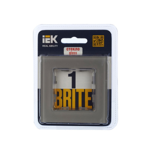 BRITE Рамка 1 пост РУ-1-2-БрД стекло дымчатый