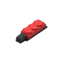 Колодка/ MultiSet Колодка 3х розетка 2К+З каучуковая 16А/250В IP44 Красная
