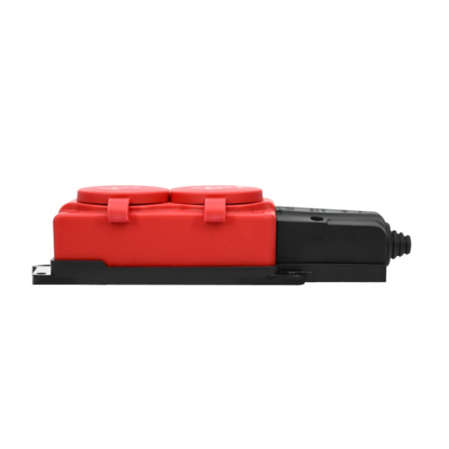Колодка/ MultiSet Колодка 2х розетка 2К+З каучуковая 16А/250В IP44 Красная