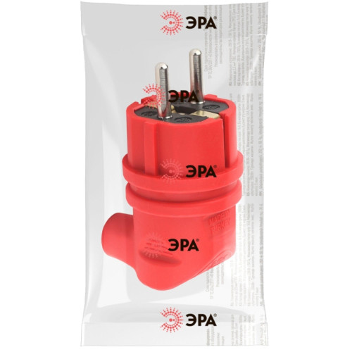 Вилка каучуковая/ Вилка каучуковая с/з 90град 16A IP44 красная V9-RED-IP44