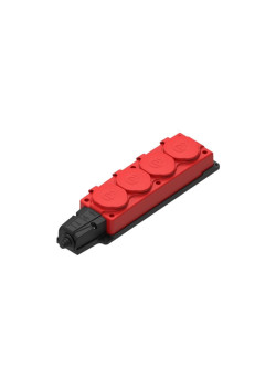 Колодка/ MultiSet Колодка 4х розетка 2К+З каучуковая 16А/250В IP44 Красная