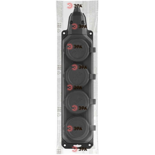 Колодка каучуковая/ Колодка каучуковая с/з 4 гнезда 16A IP44 черная K-4e-B-IP44
