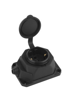Колодка каучук/ Колодка каучук с/з 1гн 16 A IP44 черная K-1e-B-IP44