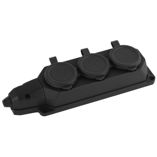 Колодка каучуковая/ Колодка каучуковая с/з 3 гнезда 16A IP44 черная K-3e-B-IP44