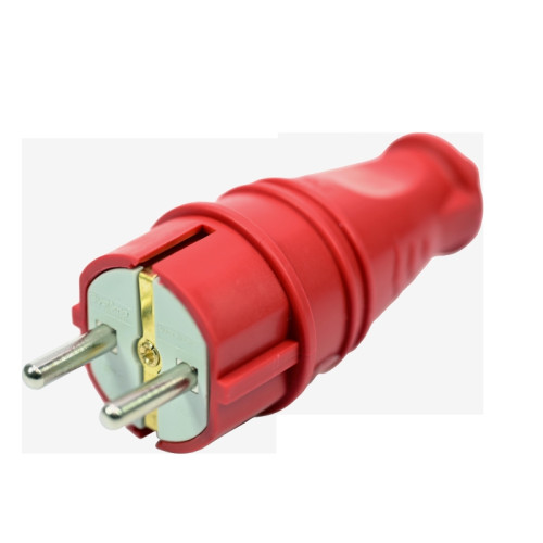 Вилка/ MultiSet Вилка 2К+З прямая каучуковая 16А/250В IP44 Красная