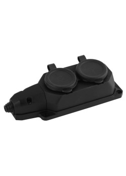 Колодка каучуковая/ Колодка каучуковая с/з 2 гнезда 16A IP44 черная K-2e-B-IP44