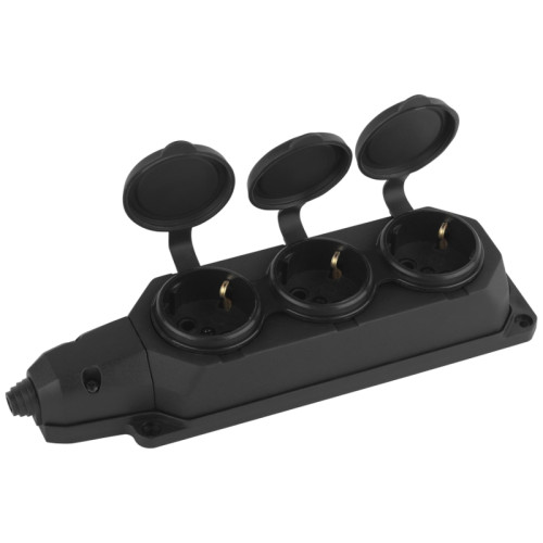 Колодка каучуковая/ Колодка каучуковая с/з 3 гнезда 16A IP44 черная K-3e-B-IP44