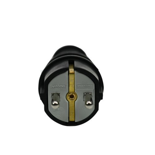 Вилка/ Вилка 2К+З прямая каучуковая 16А/250В IP44 Черная MultiSet