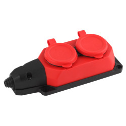Колодка каучуковая/ Колодка каучуковая с/з 2 гнезда 16A IP44 красная 12/120/720
