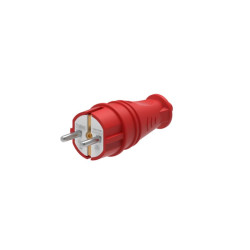 Вилка/ MultiSet Вилка 2К+З прямая каучуковая 16А/250В IP44 Красная