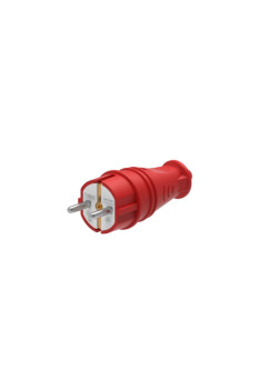 Вилка/ MultiSet Вилка 2К+З прямая каучуковая 16А/250В IP44 Красная