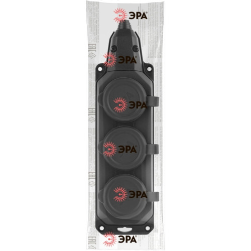 Колодка каучуковая/ Колодка каучуковая с/з 3 гнезда 16A IP44 черная K-3e-B-IP44
