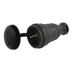 Разъём каучуковый/ Разъём каучуковый c/з прямой 16A IP44 черный R8-B-IP44